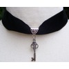 Gothic steampunk black velvet silver key choker pendant_necklaces_2